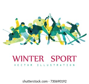 Color sport background. Hockey, biathlon, snowboarding, skating, ice skiing, Figure, freestyle. Vector illustration