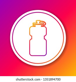 Color Sport bottle with water line icon isolated on color background. Circle white button. Vector Illustration