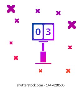Color Sport football mechanical scoreboard and result display icon isolated on white background. Gradient random dynamic shapes. Vector Illustration