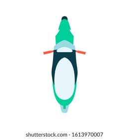 Color sport motorcycle or motorbike without a rider top view flat vector illustration isolated on white background. Symbol or icon for moto racing sport design.