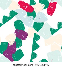 Patrón sin problemas del vector deportivo de color. Ilustración De Esbozo Moderno Y Colorido. Afiche de dibujo de verano. Impresión de pincel brillante.