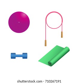 Color sports icons isolated on white background. Design elements of equipment for the gym and fitness, vector illustration.