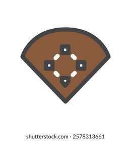 Color sports-related single item icon baseball court