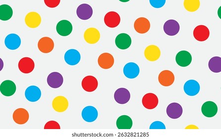 Color Spots background. Bright colors seamless pattern. Holiday fun wallpaper. Polka dots backdrop. Vector illustration