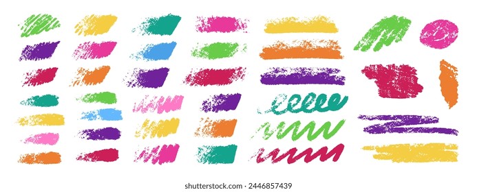 Manchas de color con lápices de colores. Textura en pintura, lápiz y marcador. Zigzags y garabatos con pintura. Garabatos para niños con pincel