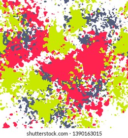 Color spots made by ink or paint, seamless pattern. Grunge abstract design on the white background, vector illustration EPS 10.