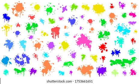 Color Spray Different Set Paint Blot Element Vector Object Brush