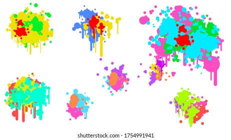 Color Spray Different Set Paint Blot Elements Vector Object Brush