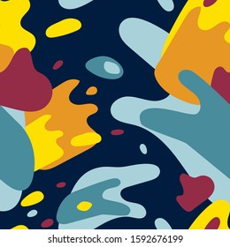 Color spray paint. Vector seamless pattern on dark background. Original design print for tshirts, textiles, web.