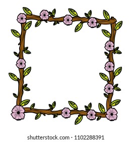 color squard frame with flowers plants style