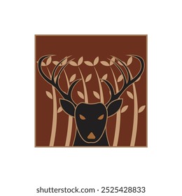 Color Square Abstract Animal Deer Logo Design. Nature Logo Template.