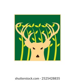 Color Square Abstract Animal Deer Logo Design. Nature Logo Template.