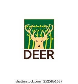 Color Square Abstract Animal Deer Logo Design. Nature Logo Template.