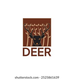 Color Square Abstract Animal Deer Logo Design. Nature Logo Template.