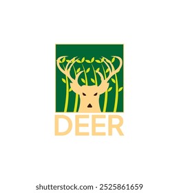 Color Square Abstract Animal Deer Logo Design. Nature Logo Template.