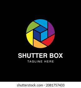 Color Square Camera Shutter Logo. Box Photo Camera Logotype