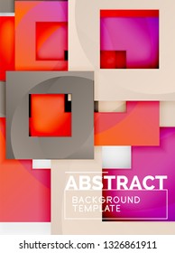 Color square composition with text. Geometric abstract background. Vector illustration