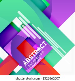 Color square composition with text. Geometric abstract background. Vector illustration