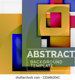 Color square composition with text. Geometric abstract background. Vector illustration