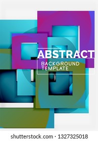 Color square composition with text. Geometric abstract background. Vector illustration