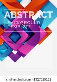 Color square composition with text. Geometric abstract background. Vector illustration
