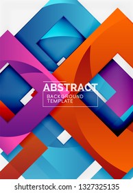 Color square composition with text. Geometric abstract background. Vector illustration