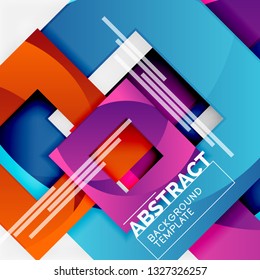 Color square composition with text. Geometric abstract background. Vector illustration