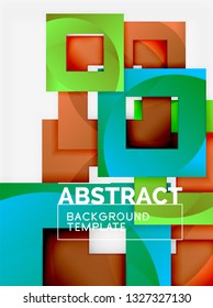 Color square composition with text. Geometric abstract background. Vector illustration