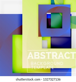 Color square composition with text. Geometric abstract background. Vector illustration