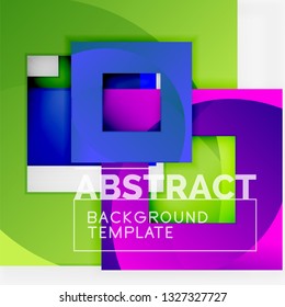 Color square composition with text. Geometric abstract background. Vector illustration