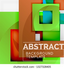 Color square composition with text. Geometric abstract background. Vector illustration