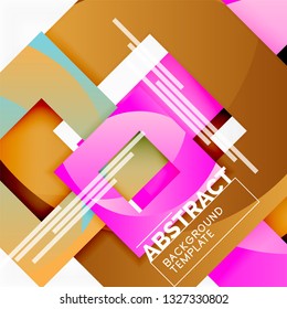 Composición cuadrada de color con texto. Fondo abstracto geométrico. Ilustración del vector