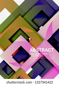 Color square composition with text. Geometric abstract background. Vector illustration