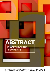 Color square composition with text. Geometric abstract background. Vector illustration