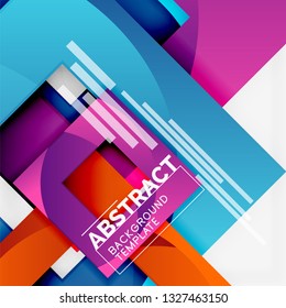 Color square composition with text. Geometric abstract background. Vector illustration