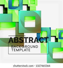Composição quadrada colorida com texto. Fundo geométrico abstrato. Ilustração vetorial