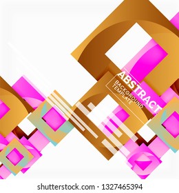 Color square composition with text. Geometric abstract background. Vector illustration