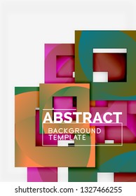 Color square composition with text. Geometric abstract background. Vector illustration