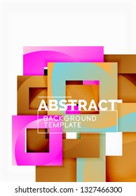 Color square composition with text. Geometric abstract background. Vector illustration