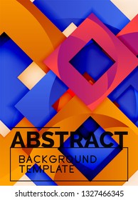 Color square composition with text. Geometric abstract background. Vector illustration