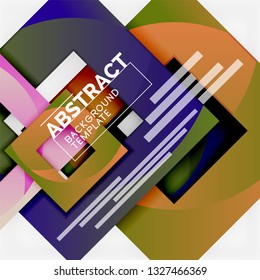 Color square composition with text. Geometric abstract background. Vector illustration