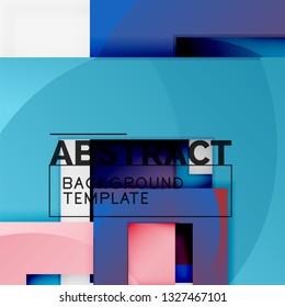 Color square composition with text. Geometric abstract background. Vector illustration