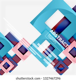 Color square composition with text. Geometric abstract background. Vector illustration