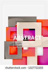 Color square composition with text. Geometric abstract background. Vector illustration