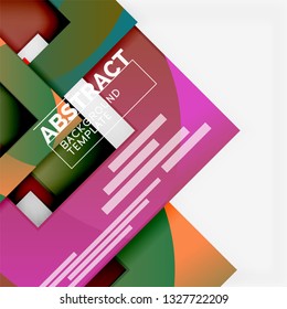 Color square composition with text. Geometric abstract background. Vector illustration