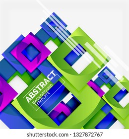Composición cuadrada de color con texto. Fondo abstracto geométrico. Ilustración del vector