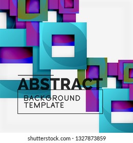 Color square composition with text. Geometric abstract background. Vector illustration