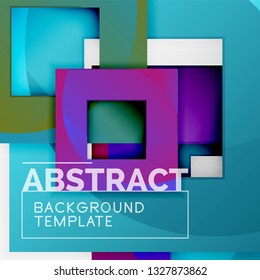 Color square composition with text. Geometric abstract background. Vector illustration