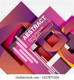 Color square composition with text. Geometric abstract background. Vector illustration