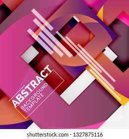 Color square composition with text. Geometric abstract background. Vector illustration